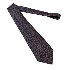 Bert Pulitzer Mens Red & Navy All Silk Geometric Pattern Tie Elegant Timeless